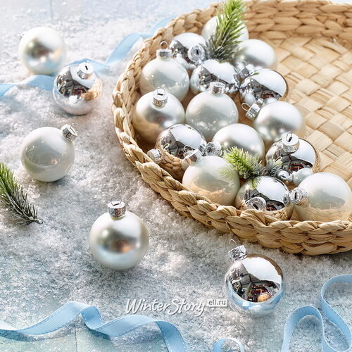 Набор стеклянных шаров 3.5 см серебряный mix, 16 шт Kaemingk/Winter Deco