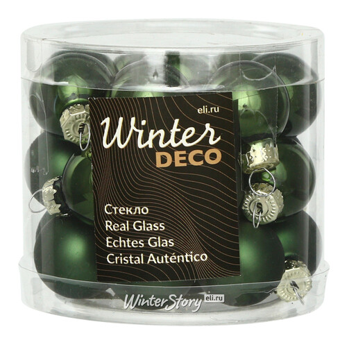 Набор стеклянных шаров 2.5 см зеленый бархат mix, 24 шт Winter Deco