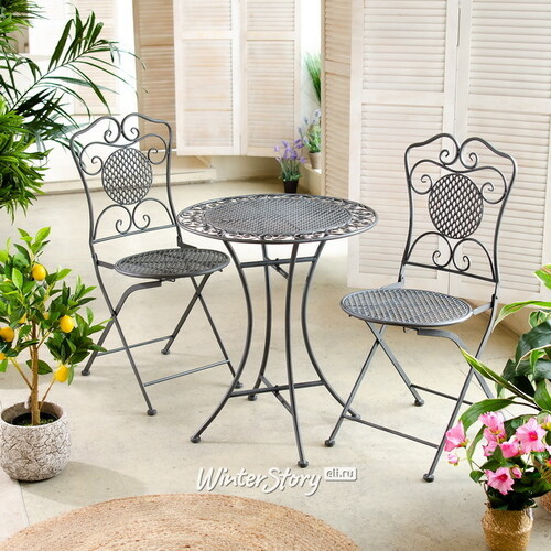 Комплект садовой мебели Ферарра: 1 стол + 2 стула, серый Edelman
