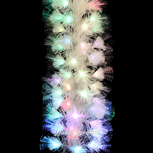 Хвойная гирлянда с оптоволокном Пастельная радуга 200 см белая, ПВХ Edelman