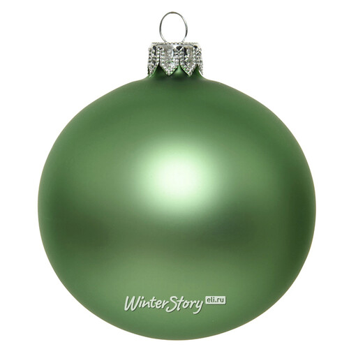 Стеклянный матовый елочный шар Royal Classic 15 см луговой зеленый Kaemingk