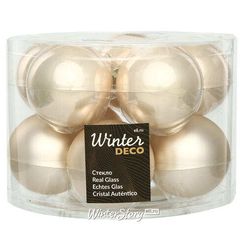 Набор стеклянных шаров 6 см перламутровый mix, 10 шт Winter Deco