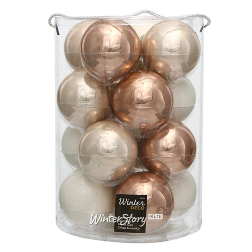 Коллекция стеклянных шаров Cashmere Rose 8 см, 16 шт Winter Deco