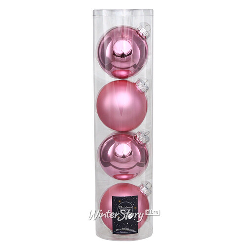 Набор стеклянных шаров 10 см розовое конфетти mix, 4 шт Kaemingk/Winter Deco