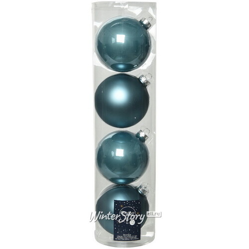 Набор стеклянных шаров 10 см голубой туман mix, 4 шт Kaemingk