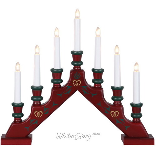 Светильник-горка Sara Tradition 43*38 см бордовая, 7 электрических свечей Star Trading