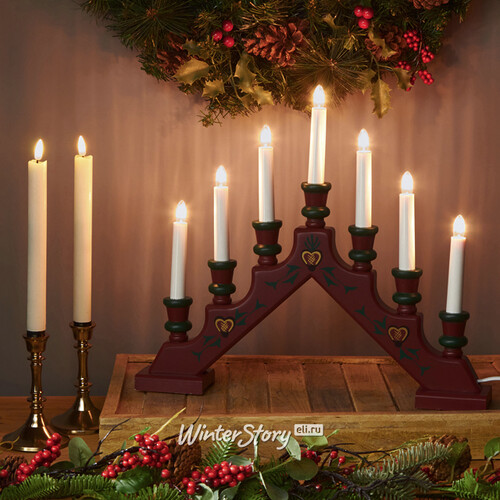 Светильник-горка Sara Tradition 43*38 см бордовая, 7 электрических свечей Star Trading
