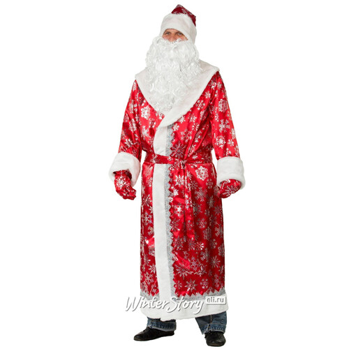 Карнавальный костюм для взрослых Дед Мороз Узорчатый красный, 54-56 размер Батик