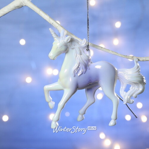 Елочная игрушка Единорог - Легенды Дивноморья 11 см белый с лиловым, подвеска Forest Market