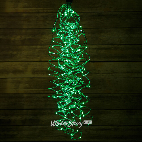 Гирлянда Лучи Росы 15*1.5 м, 200 зеленых MINILED ламп, проволока - цветной шнур BEAUTY LED