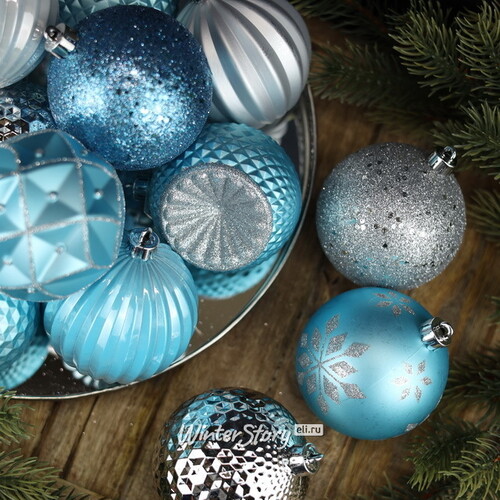 Набор пластиковых шаров Shine Collection: Frozen Lake 8 см, 42 шт Winter Deco
