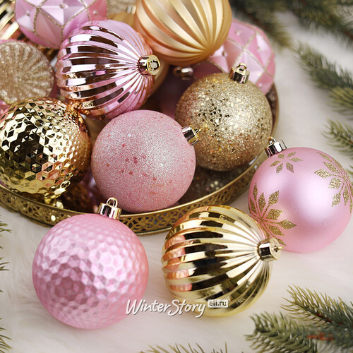 Набор пластиковых шаров Shine Collection: Rosy Glam 8 см, 42 шт Winter Deco