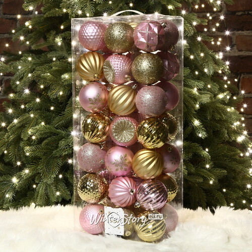 Набор пластиковых шаров Shine Collection: Rosy Glam 8 см, 42 шт Winter Deco