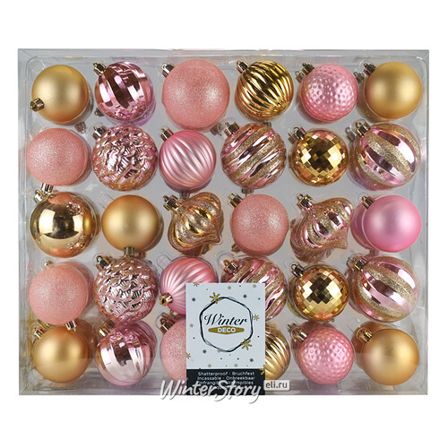 Набор пластиковых шаров Magic Suite: Rosy Glam 6-7 см, 60 шт Winter Deco