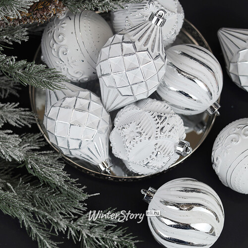 Набор пластиковых шаров Winter Candy: White silver 8 см, 16 шт Winter Deco