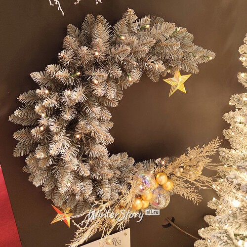 Хвойное украшение с лампочками Christmas Moon 76 см, 35 теплых белых ламп, ПВХ A Perfect Christmas