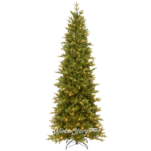 Искусственная стройная елка с гирляндой Каррингтон 228 см, 400 теплых белых LED ламп, ЛИТАЯ + ПВХ National Tree Company