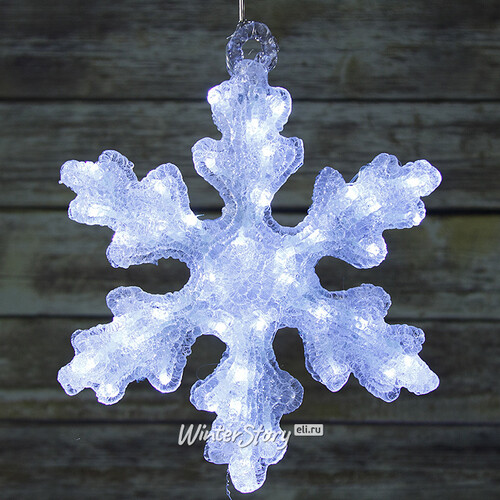 Снежинка светящаяся, 40 см, 50 холодных белых LED ламп, IP44 Kaemingk