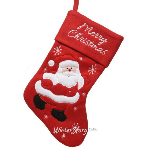 Новогодний носок Merry Christmas: Добрый Санта 40 см Kaemingk