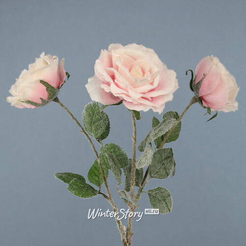 Роза в Инее 45 см нежно-розовая Kaemingk