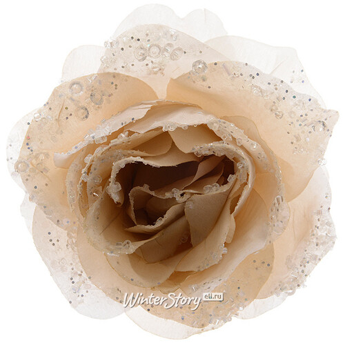 Роза Искристая 14 см кремовая, клипса Kaemingk