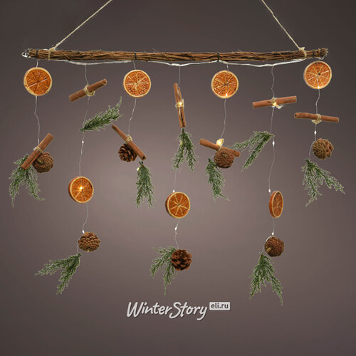 Подвесное новогоднее украшение Winter Orange 60 см, 27 теплых белых LED, таймер, на батарейках Kaemingk