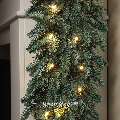 Хвойная гирлянда с лампочками Рождественская 270*33 см, 70 теплых белых LED ламп, ЛИТАЯ 100% Christmas Deluxe