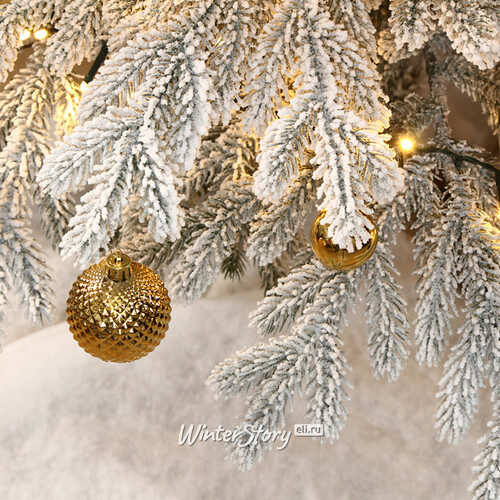Искусственная елка с гирляндой и игрушками Финская: Christmas Jazz заснеженная 210 см, 700 теплых белых LED, контроллер, ЛИТАЯ 100% Winter Deco