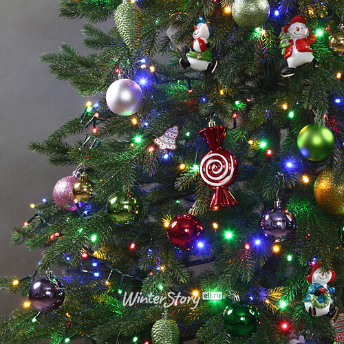 Искусственная елка с гирляндой и игрушками Финская: Полька Джой 180 см, 540 разноцветных LED, контроллер, ЛИТАЯ 100% Winter Deco