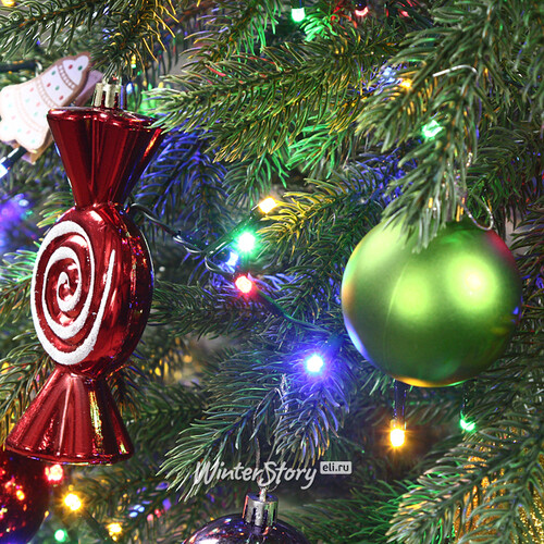 Искусственная елка с гирляндой и игрушками Финская: Полька Джой 210 см, 700 разноцветных LED, контроллер, ЛИТАЯ 100% Winter Deco