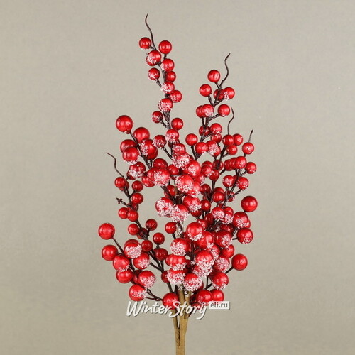 Декоративная ветка с ягодами Твинки 55 см, заснеженная Christmas Deluxe