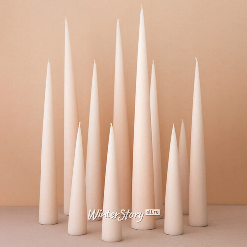 Декоративная свеча - конус Андреа Velvet 24 см, кремовая Candleslight