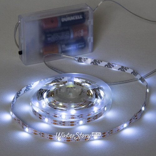 Светодиодная лента на батарейках Shine 3 м, 90 холодных белых LED ламп, на липучке, IP20 Koopman