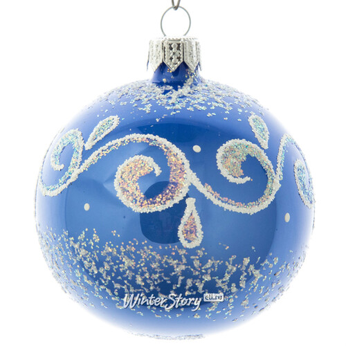 Стеклянный елочный шар Аллегро 7 см голубой Фабрика Елочка