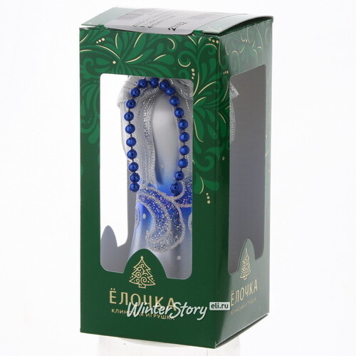 Стеклянная елочная игрушка Колокольчик Эхо 8.5 см синий, подвеска Фабрика Елочка