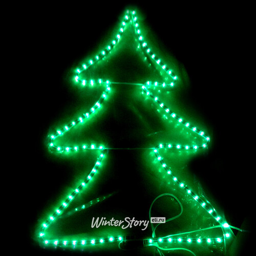 Панно светящееся для дома Елочка зеленая 80*55 см, 180 зеленых LED-ламп Snowmen