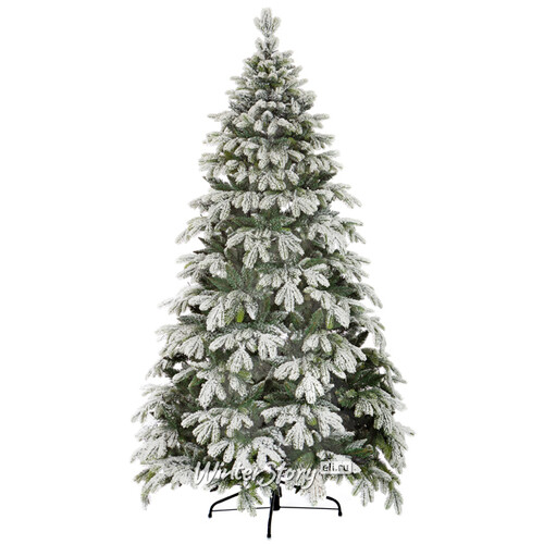 Искусственная елка с гирляндой Власта заснеженная 210 см, 700 разноцветных/теплых белых LED ламп, контроллер, ЛИТАЯ + ПВХ Crystal Trees