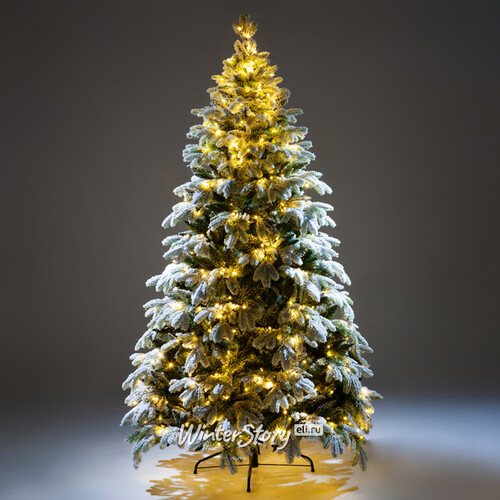 Искусственная елка с гирляндой Власта заснеженная 180 см, 500 разноцветных/теплых белых LED ламп, контроллер, ЛИТАЯ + ПВХ Crystal Trees
