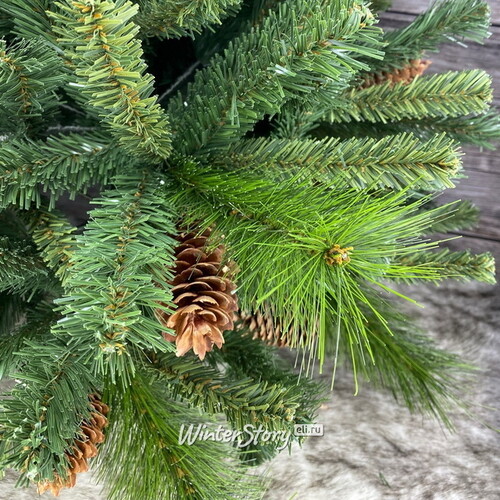 Искусственная елка Мендоза с шишками 152 cм, ЛЕСКА + ПВХ, ветки на шарнирах Ели Пенери