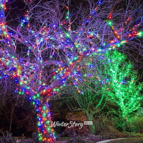 Гирлянды на дерево Клип Лайт Quality Light Cap 100 м, 1000 разноцветных LED ламп, с белым мерцанием, прозрачный ПВХ, IP65 BEAUTY LED