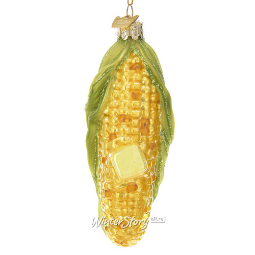 Стеклянная елочная игрушка Кукуруза 11 см, подвеска Kurts Adler