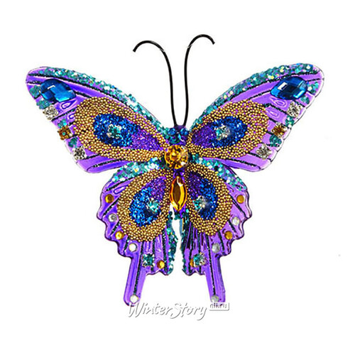 Елочная игрушка Бабочка Мэриэль 8 см фиолетовая, клипса Kurts Adler