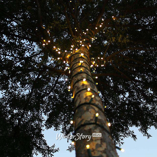 Гирлянды на дерево Клип Лайт Quality Light 60 м, 600 теплых белых LED ламп, черный ПВХ, IP44 BEAUTY LED