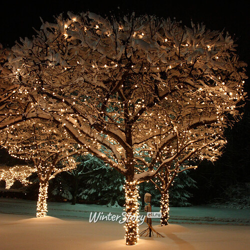 Гирлянды на дерево Клип Лайт Quality Light 100 м, 1000 теплых белых LED ламп, черный ПВХ, IP44 BEAUTY LED