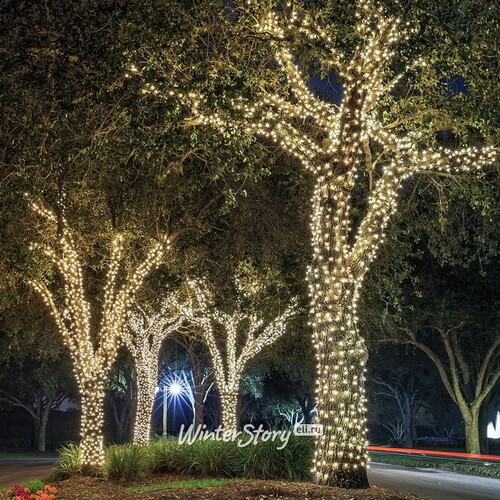Гирлянды на дерево Клип Лайт Quality Light Cap 100 м, 1000 теплых белых LED ламп, прозрачный ПВХ, IP65 BEAUTY LED