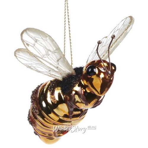 Стеклянная елочная игрушка Пчела Люсьетта 5 см, подвеска Goodwill