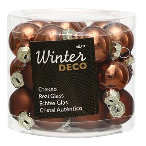 Набор стеклянных шаров 2.5 см эспрессо mix, 24 шт Winter Deco фото 1