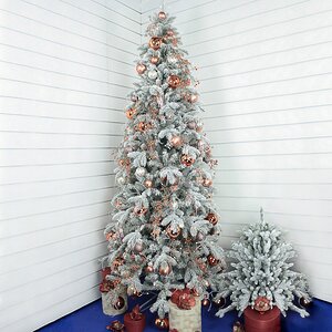 Искусственная елка Эдельвейс с шишками заснеженная 240 см, ЛИТАЯ + ПВХ Beatrees фото 1