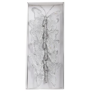Декоративное украшение Бабочка Farfalle D'aria 10 см, 6 шт, серебряная, клипса Edelman фото 1