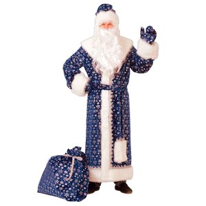 Карнавальный костюм для взрослых Дед Мороз Плюшевый синий, 54-56 размер Батик фото 1